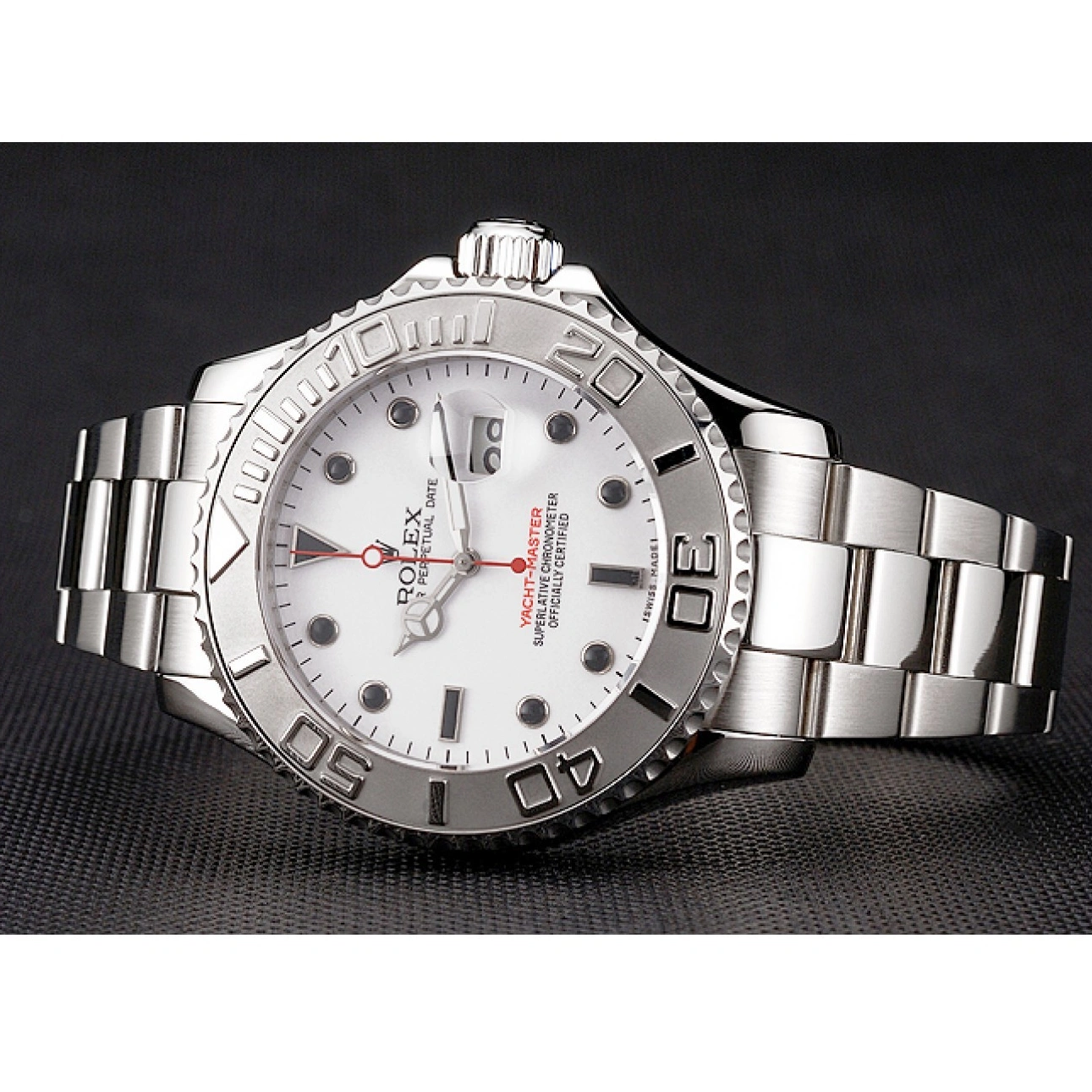 Best AAA Replica Sites White Yacht-Master Dial Stainless Case And Rolex Bracelet Steel 1015